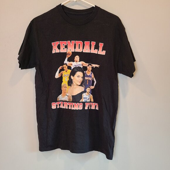 90s Vintage Kendall Starting Five Shirt Loahaddian Jenner Team Short Sleeve - Picture 1 of 5